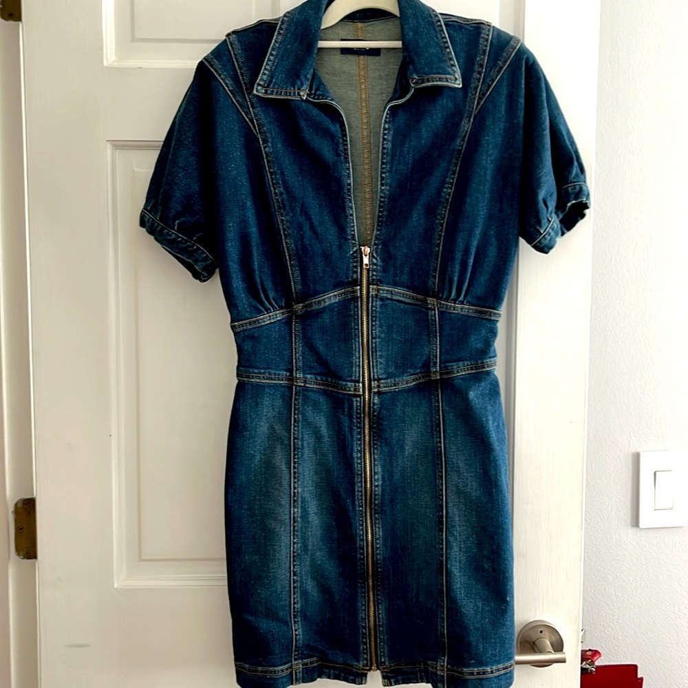 Ramy Brook Dark Blue Denim Zip-Front Mini Dress - Picture 6 of 7